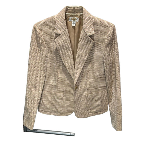 Talbots Tweed Blazer Womens Size 10 Neutral Colored Textured Career Jacket - Picture 1 of 6